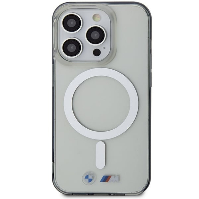BMW BMHMP14XHCRS Silver Ring MagSafe Hardcase für Apple iPhone 14 Pro Max, transparent