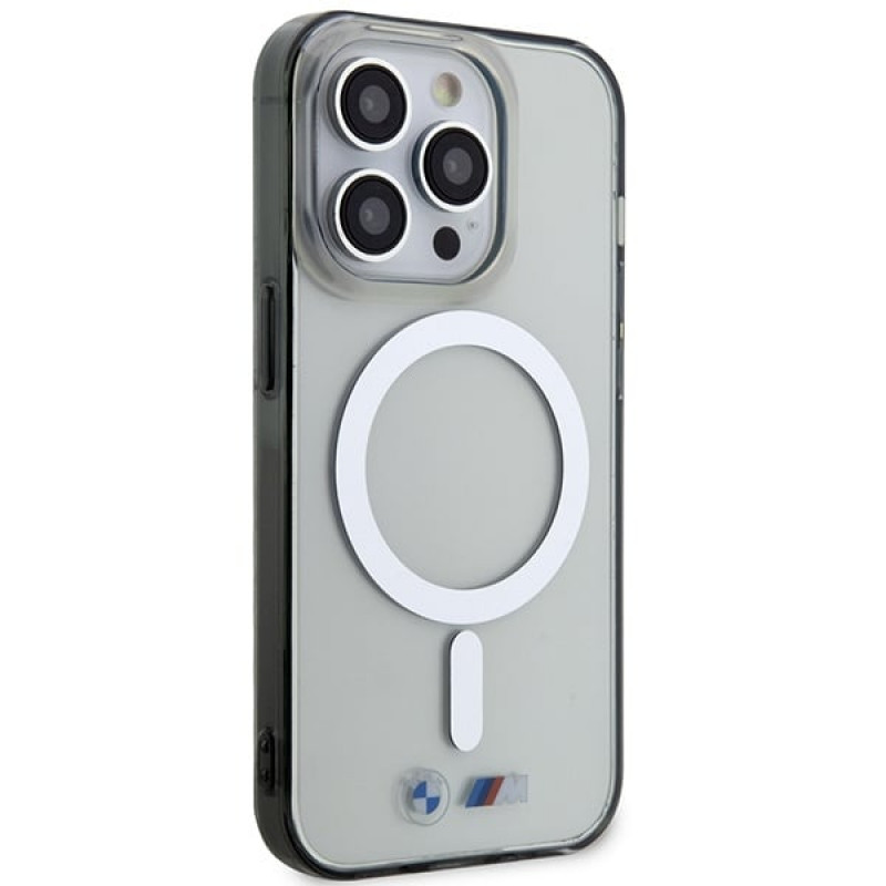BMW BMHMP14XHCRS Silver Ring MagSafe Hardcase für Apple iPhone 14 Pro Max, transparent