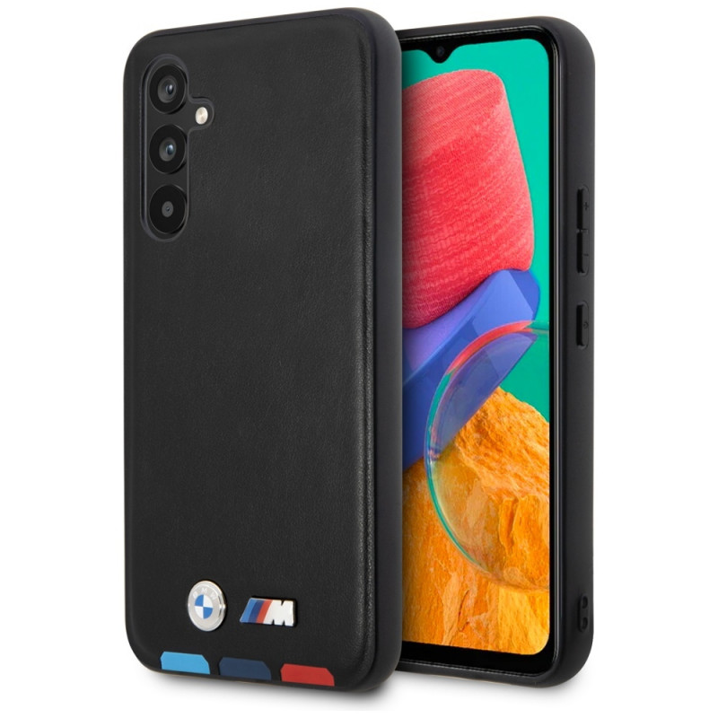 BMW BMHCSA5422PTDK Leather Stamp Tricolor Hardcase für Samsung Galaxy A54 (A546), schwarz