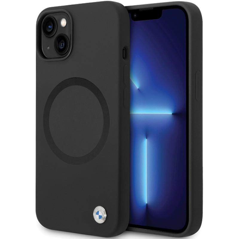BMW BMHMP14SSILBK2 Signature Liquid Silicone MagSafe Hülle für Apple iPhone 14, schwarz