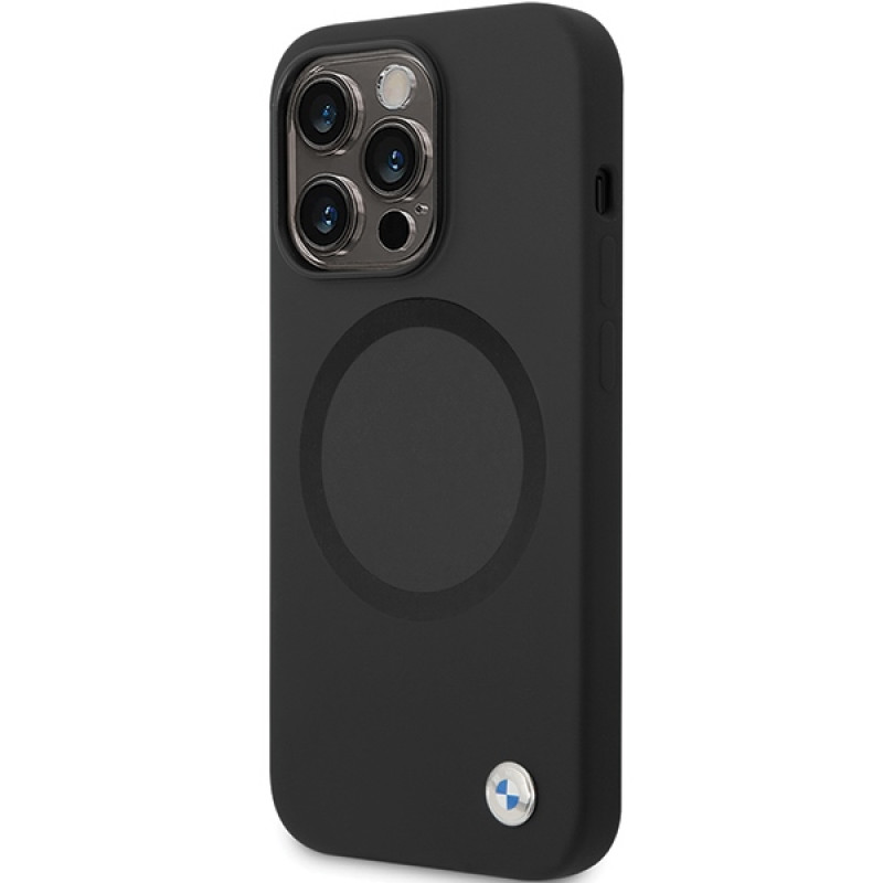 BMW BMHMP14XSILBK2 Signature Liquid Silicone MagSafe Hülle für Apple iPhone 14 Pro Max, schwarz