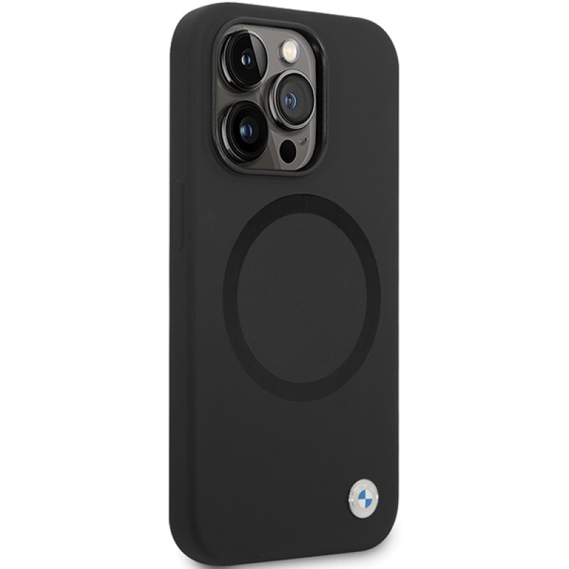 BMW BMHMP14XSILBK2 Signature Liquid Silicone MagSafe Hülle für Apple iPhone 14 Pro Max, schwarz