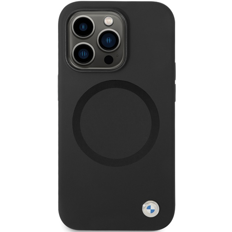 BMW BMHMP14LSILBK2 Signature Liquid Silicone MagSafe Hülle für Apple iPhone 14 Pro, schwarz