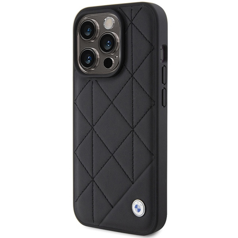 BMW BMHCP15X22RQDK Leder-Stepphülle für Apple iPhone 15 Pro Max, schwarz