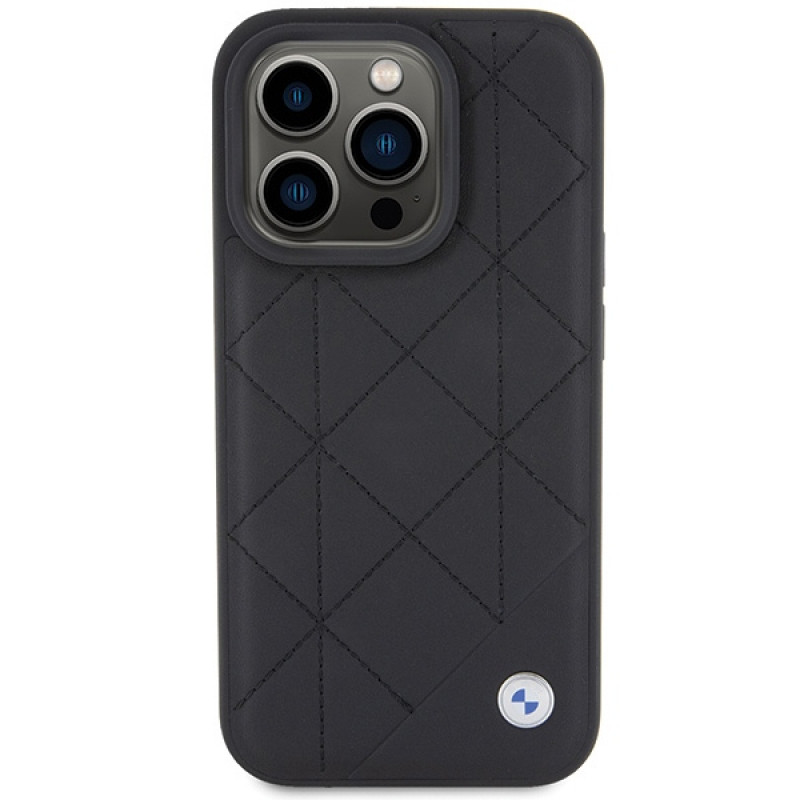 BMW BMHCP15X22RQDK Leder-Stepphülle für Apple iPhone 15 Pro Max, schwarz