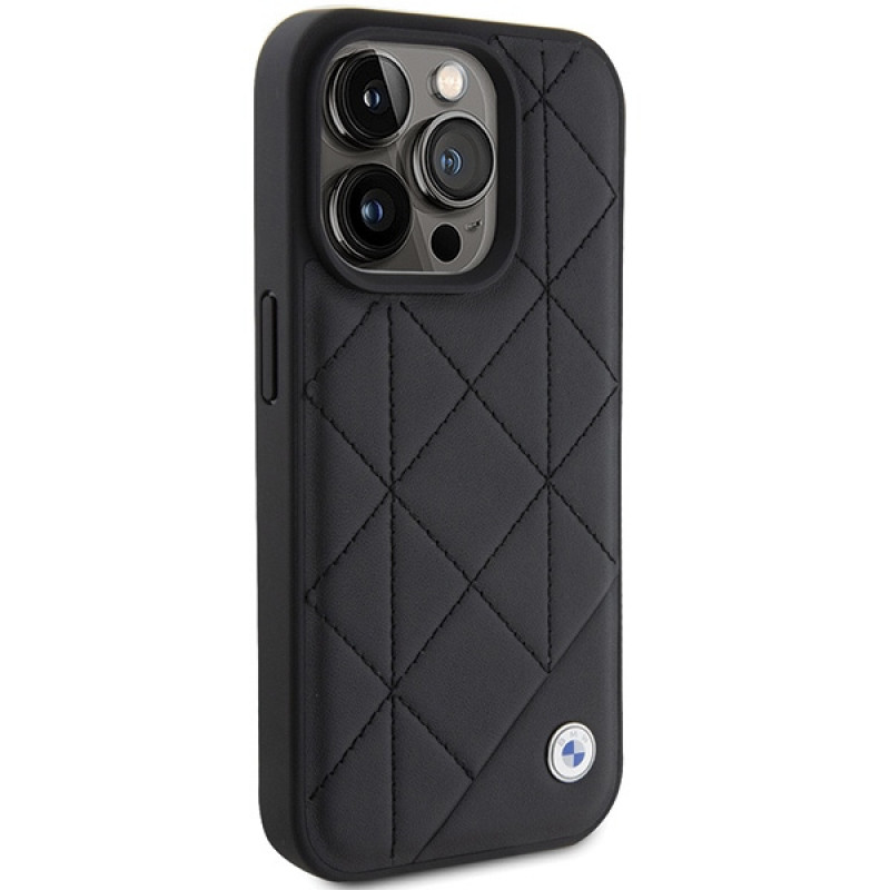 BMW BMHCP15X22RQDK Leder-Stepphülle für Apple iPhone 15 Pro Max, schwarz