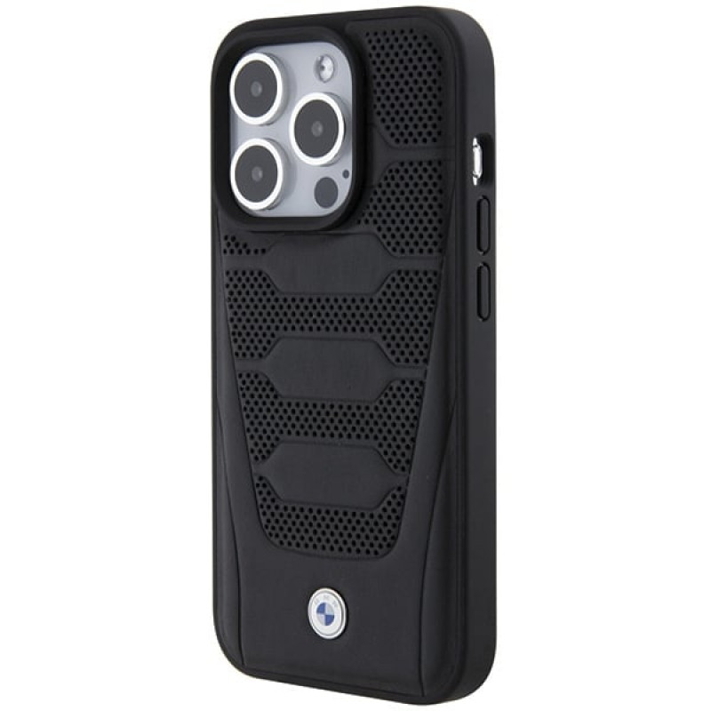 BMW BMHCP15X22RPSK Hardcase mit Leather Seats Pattern für Apple iPhone 15 Pro Max, schwarz