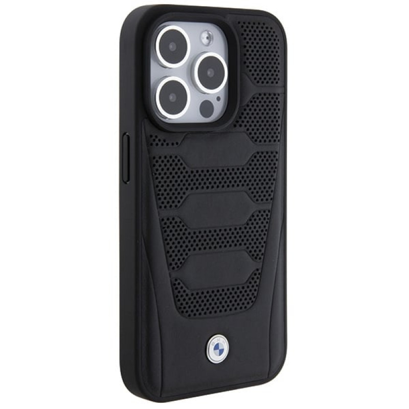 BMW BMHCP15X22RPSK Hardcase mit Leather Seats Pattern für Apple iPhone 15 Pro Max, schwarz