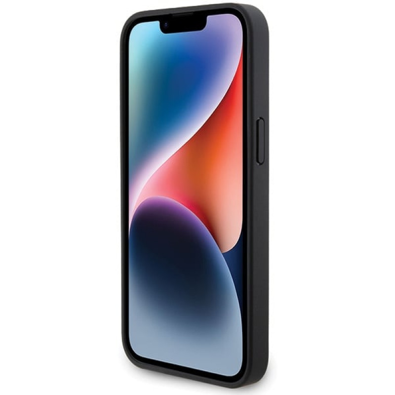 BMW BMHCP15L22RFGK Lederhülle mit Rautenmuster für Apple iPhone 15 Pro, schwarz