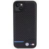 BMW BMHCP15M22NBCK Leder-Carbon-Hardcase für Apple iPhone 15 Plus / 14 Plus, schwarz