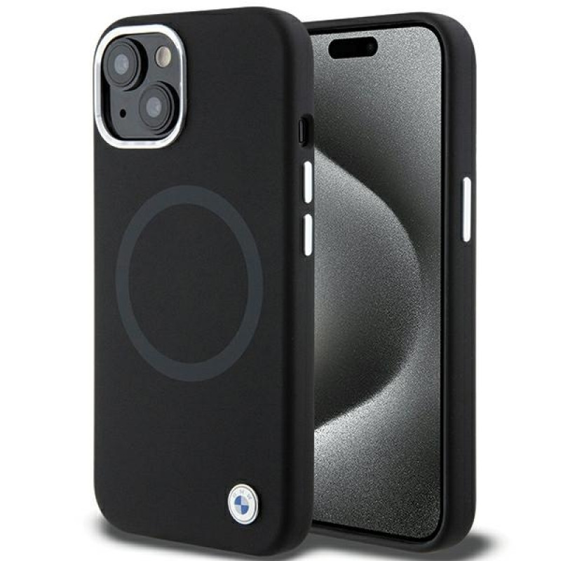 BMW BMHMP15MSILBK2 Signature Liquid Silicone MagSafe Hülle für Apple iPhone 15 Plus / 14 Plus, schwarz