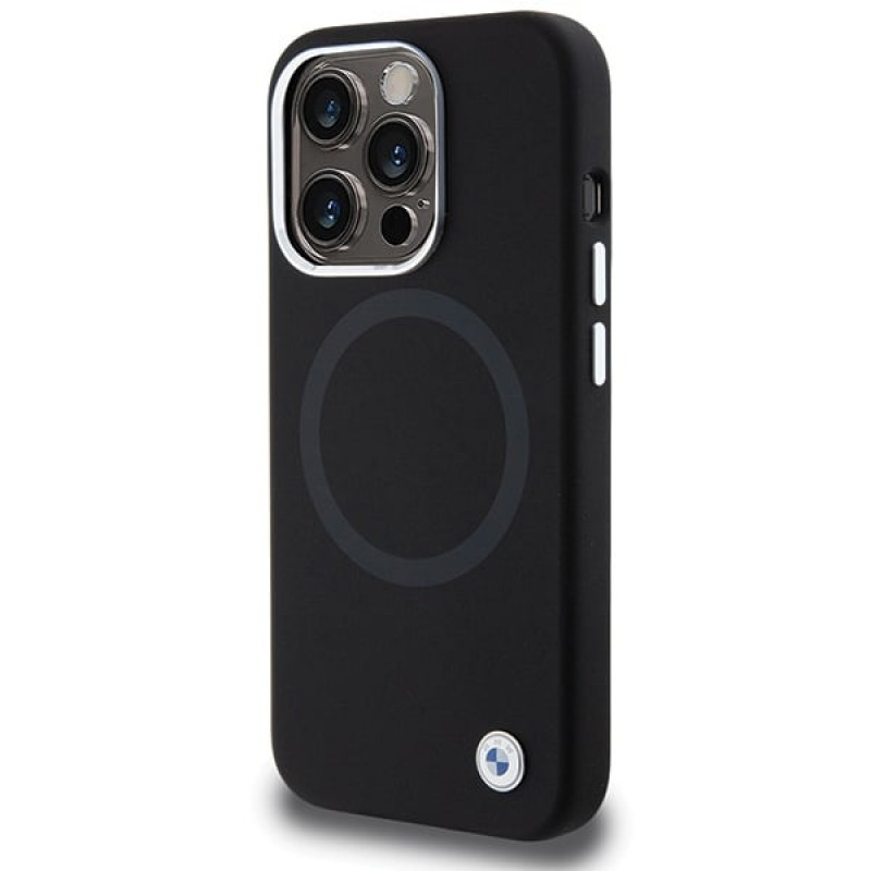 BMW BMHMP15XSILBK2 Signature Liquid Silicone MagSafe Hülle für Apple iPhone 15 Pro Max, schwarz
