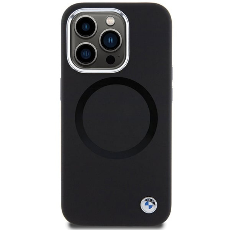 BMW BMHMP15XSILBK2 Signature Liquid Silicone MagSafe Hülle für Apple iPhone 15 Pro Max, schwarz