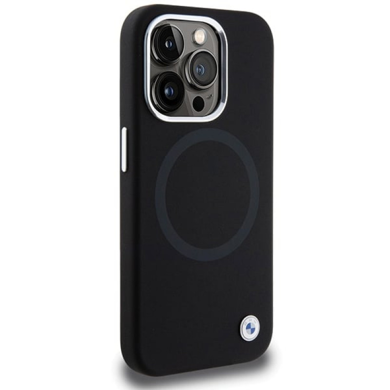 BMW BMHMP15XSILBK2 Signature Liquid Silicone MagSafe Hülle für Apple iPhone 15 Pro Max, schwarz