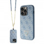 Guess GUHCP15LP4TDSCPB Crossbody 4G Metal Logo Hardcase für Apple iPhone 15 Pro, blau