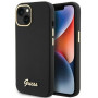 Guess GUHCP15SSMBSLK Silicone Script Metal Logo & Frame Hardcase für Apple iPhone 15 / 14 / 13, schwarz