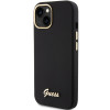 Guess GUHCP15SSMBSLK Silicone Script Metal Logo & Frame Hardcase für Apple iPhone 15 / 14 / 13, schwarz