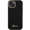 Guess GUHCP15SSMBSLK Silicone Script Metal Logo & Frame Hardcase für Apple iPhone 15 / 14 / 13, schwarz
