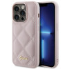 Guess GUHCP15LPSQSQSP Quilted Metal Logo Hardcase für Apple iPhone 15 Pro, pink