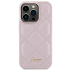 Guess GUHCP15LPSQSQSP Quilted Metal Logo Hardcase für Apple iPhone 15 Pro, pink