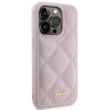 Guess GUHCP15LPSQSQSP Quilted Metal Logo Hardcase für Apple iPhone 15 Pro, pink