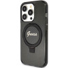 Guess GUHMP15LHRSGSK Ring Stand Script Glitter MagSafe Hardcase für Apple iPhone 15 Pro, Schwarz