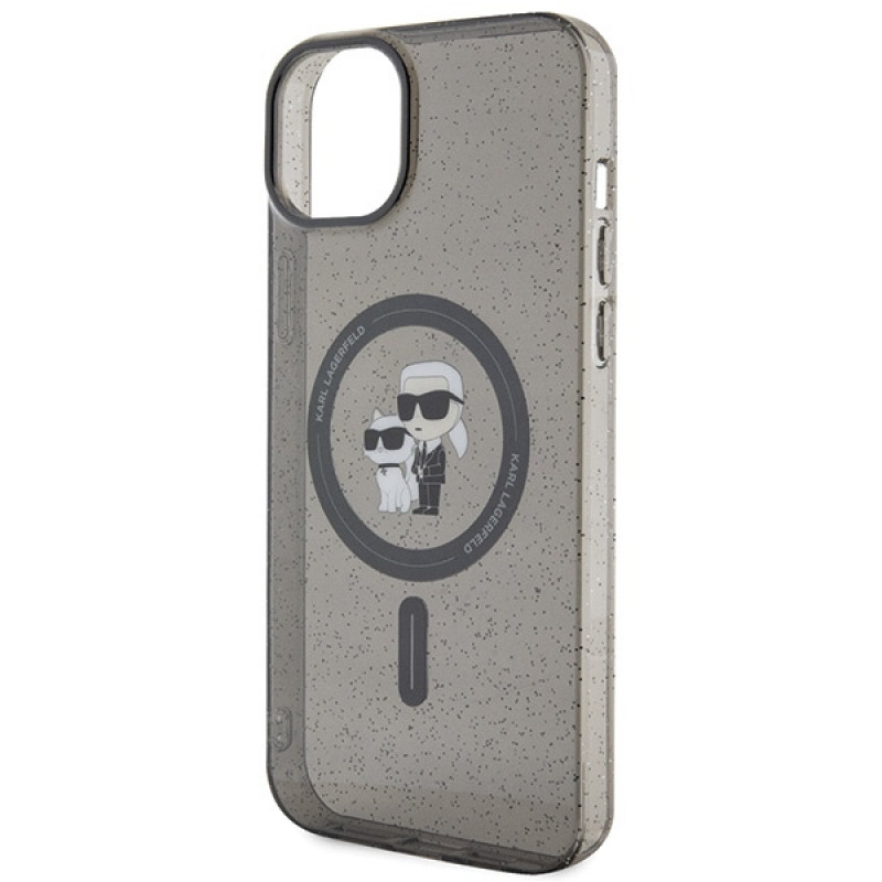 Karl Lagerfeld KLHMP15SHGKCNOK Karl&Choupette Glitter MagSafe Hardcase für Apple iPhone 15, Schwarz