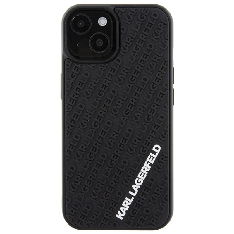 Karl Lagerfeld KLHCP15S3DMKRLK 3D Rubber Multi Logo Hardcase für Apple iPhone 15, Schwarz