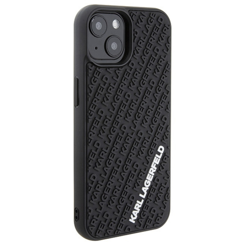 Karl Lagerfeld KLHCP15S3DMKRLK 3D Rubber Multi Logo Hardcase für Apple iPhone 15, Schwarz