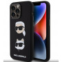 Karl Lagerfeld KLHCP15XSDHKCNK Liquid Silicone Karl and Choupette Heads Hülle für Apple iPhone 15 Pro Max, Schwarz