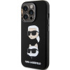 Karl Lagerfeld KLHCP15XSDHKCNK Liquid Silicone Karl and Choupette Heads Hülle für Apple iPhone 15 Pro Max, Schwarz