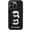 Karl Lagerfeld KLHCP15XSDHKCNK Liquid Silicone Karl and Choupette Heads Hülle für Apple iPhone 15 Pro Max, Schwarz