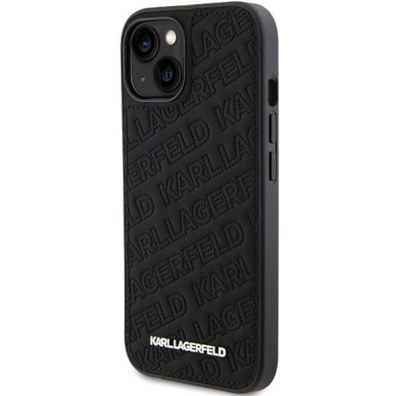 Karl Lagerfeld KLHCP15SPQKPMK Quilted K Pattern Hardcase für Apple iPhone 15, Schwarz