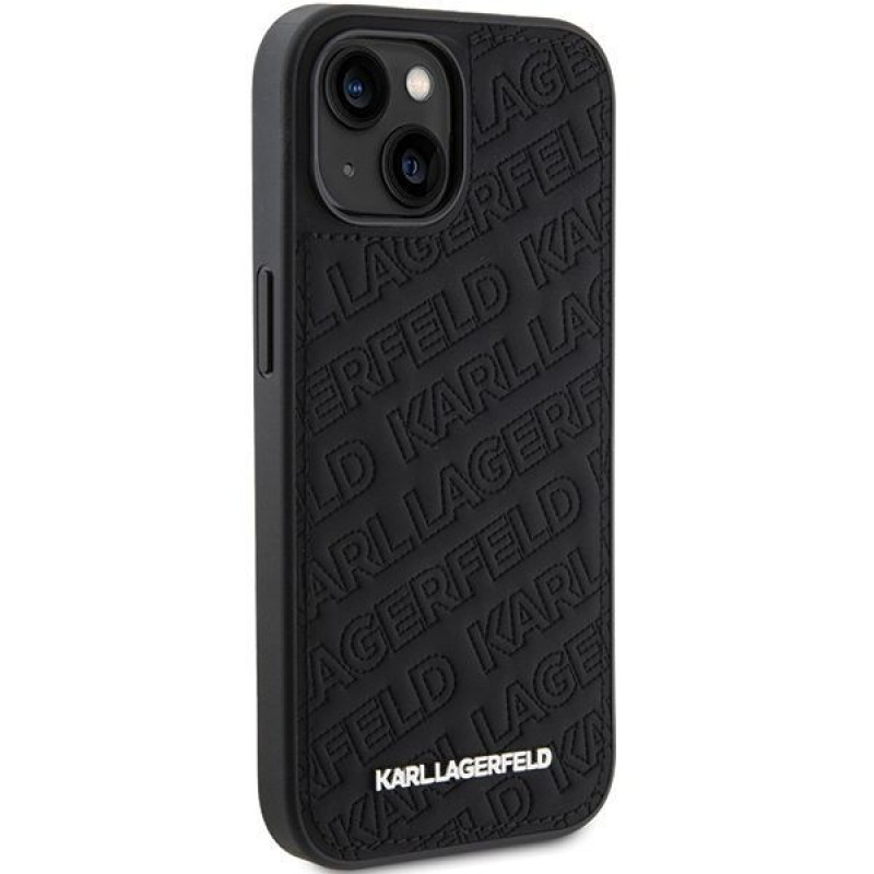 Karl Lagerfeld KLHCP15SPQKPMK Quilted K Pattern Hardcase für Apple iPhone 15, Schwarz