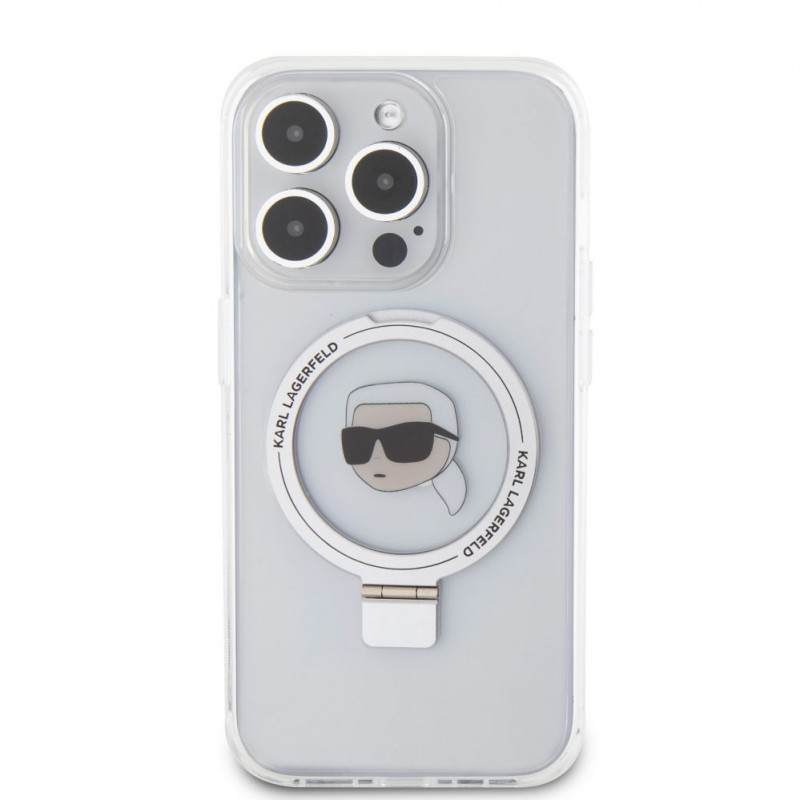 Karl Lagerfeld KLHMP15LHMRSKHH Ring Stand Karl Head MagSafe Hardcase für Apple iPhone 15 Pro