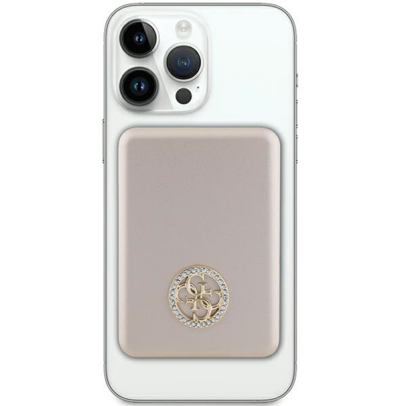 Guess GUPBM3AL4DMD Powerbank 3000 mAh, 5 W, MagSafe 4G Strassed Metal Logo, Gold