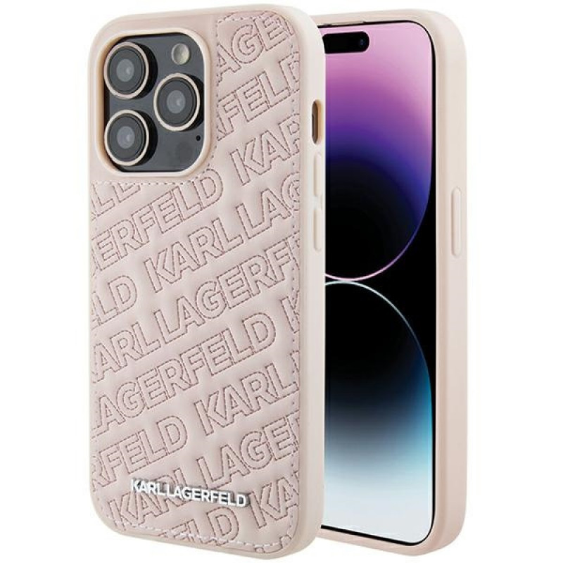 Karl Lagerfeld KLHCP15XPQKPMP Quilted K Pattern Hardcase für Apple iPhone 15 Pro Max, Pink