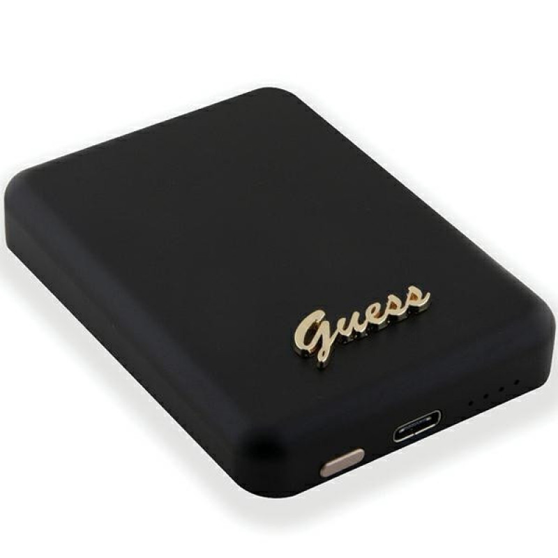 Guess GUPBM3ALGSGK Powerbank 3000 mAh, 5 W, MagSafe Metal Script Logo, Schwarz