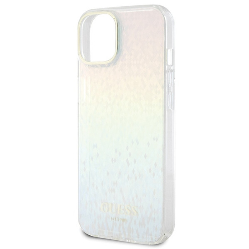 Guess GUHCP15SHDECMI IML Faceted Mirror Disco Iridescent Hardcase für Apple iPhone 15, Mehrfarbig