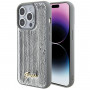 Guess GUHCP15LPSFDGSS Sequin Script Metal Hardcase für Apple iPhone 15 Pro, Silber