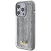 Guess GUHCP15LPSFDGSS Sequin Script Metal Hardcase für Apple iPhone 15 Pro, Silber