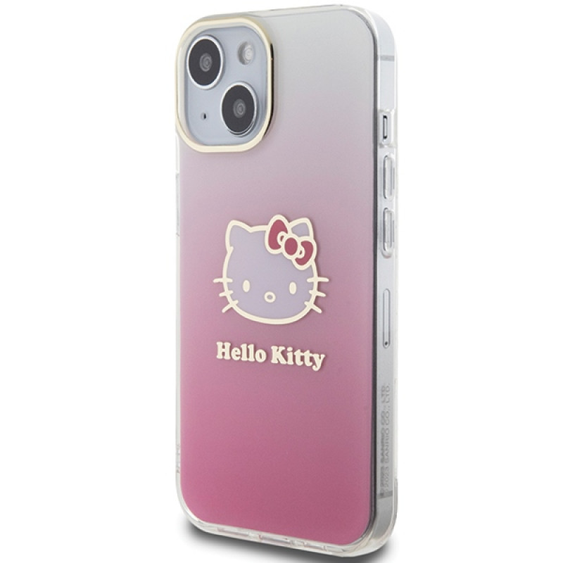 Hello Kitty HKHCP15SHDGKEP IML Gradient Electrop Kitty Head Hardcase für Apple iPhone 15 6,1", Pink