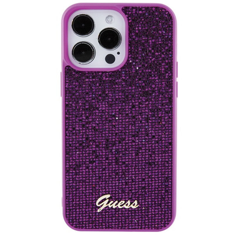 Guess GUHCP15XPMSDGSF Disco Metal Script Hardcase für Apple iPhone 15 Pro Max, Lila
