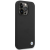 BMW BMHCP15LSILBK Apple iPhone 15 Pro Silikon-Hülle mit Metall-Logo, schwarz