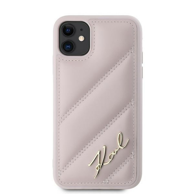 Karl Lagerfeld KLHCN61PQDSMGP Apple iPhone 11 / XR Hardcase Hülle Diagonal Quilted Script, rosa