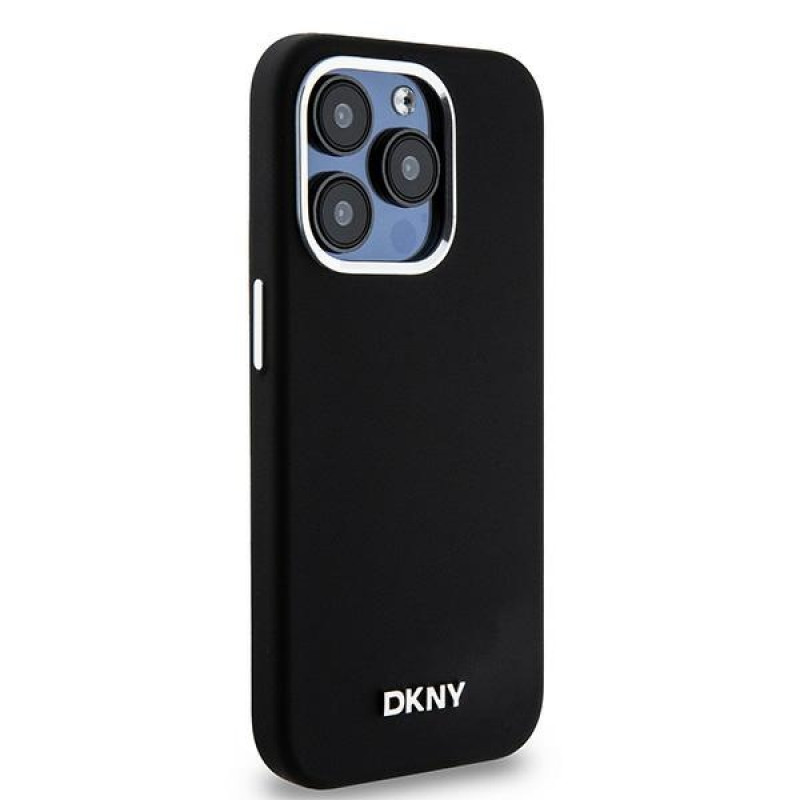 DKNY Apple iPhone 15 Pro Hardcase Liquid Silicone Small Metal Logo MagSafe, schwarz
