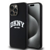 DKNY Apple iPhone 15 Pro Max Hardcase Liquid Silicone White Printed Logo MagSafe, schwarz