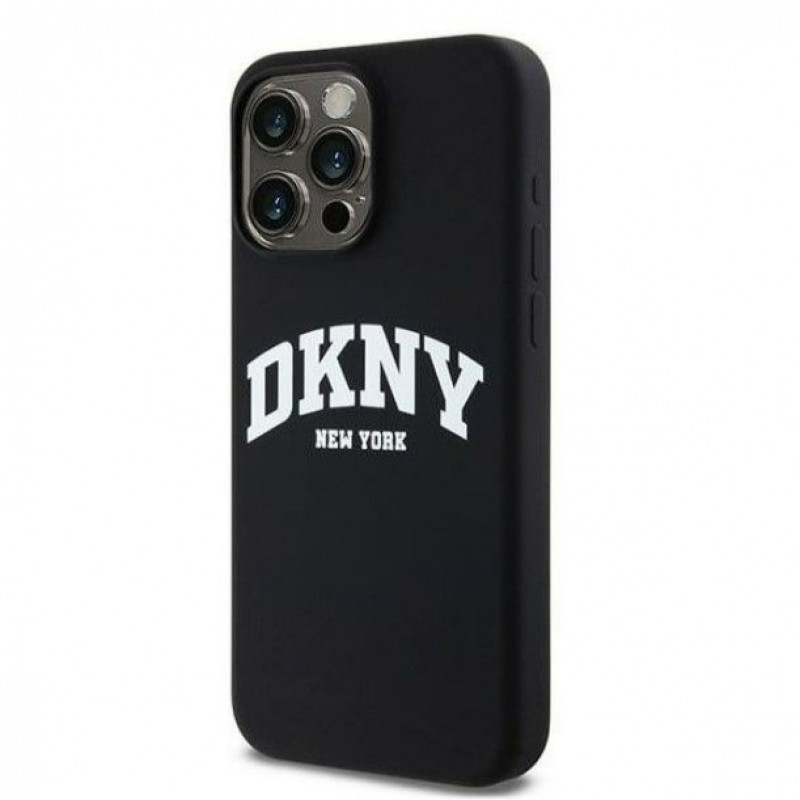 DKNY Apple iPhone 15 Pro Max Hardcase Liquid Silicone White Printed Logo MagSafe, schwarz