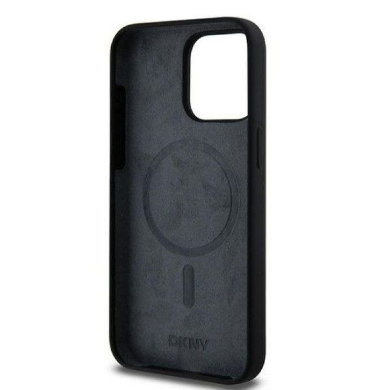 DKNY Apple iPhone 15 Pro Max Hardcase Liquid Silicone White Printed Logo MagSafe, schwarz