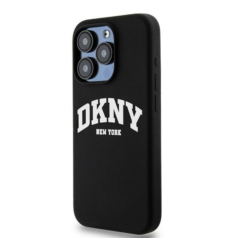 DKNY Apple iPhone 14 Pro Hardcase Liquid Silicone White Printed Logo MagSafe, schwarz